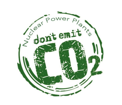 Logo de las Centrales Nucleares no emiten CO2 inglés